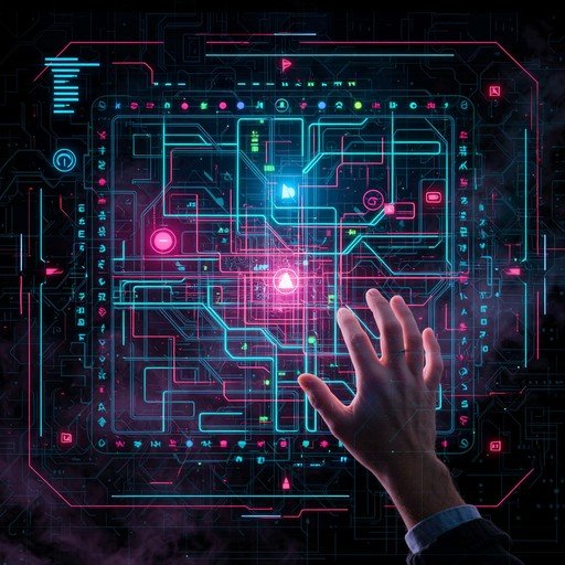 Holographic navigation interface representing WDH's modern technology stack